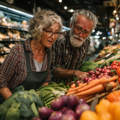 Specialist în nutriție consilind un client senior